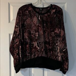 G by Giuliana Black and Pink Snake Print Sweatshirt